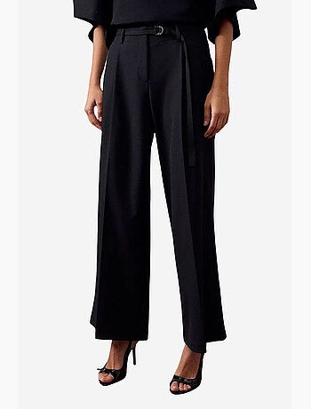 Pantalón de crepé de pernera ancha con cinturón dilvin