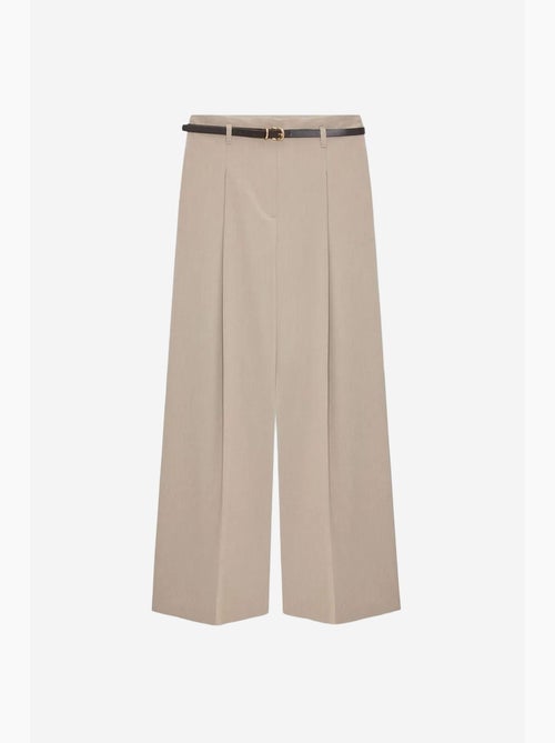 Pantalón de crepé de pernera ancha con cinturón para mujer dilvin - Kiabi Pantalón de crepé de pernera ancha con cinturón para mujer dilvin - Kiabi
