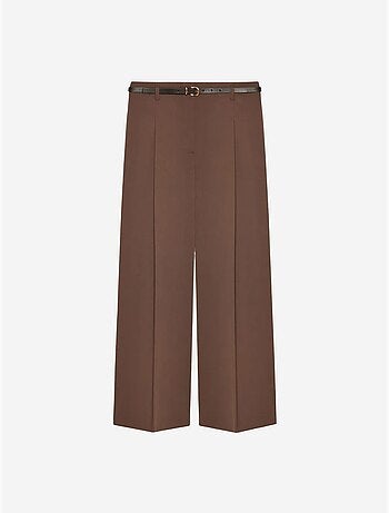 Pantalón de crepé de pernera ancha con cinturón para mujer dilvin