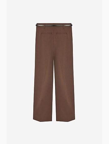 Pantalón de crepé de pernera ancha con cinturón para mujer dilvin