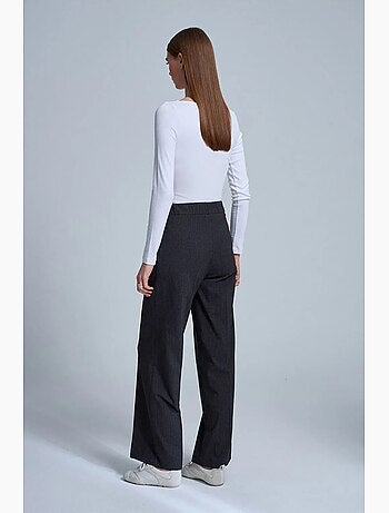 Pantalón de crepé de pernera ancha con cordón dilvin