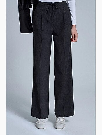 Pantalón de crepé de pernera ancha con cordón dilvin