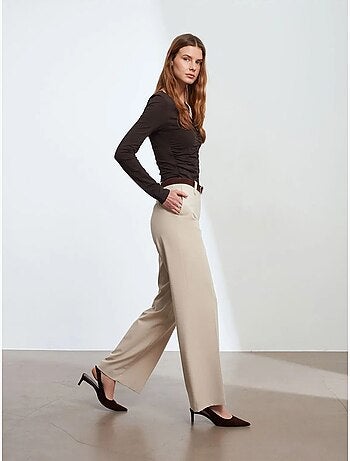 Pantalón de crepé de pernera ancha de tiro medio dilvin