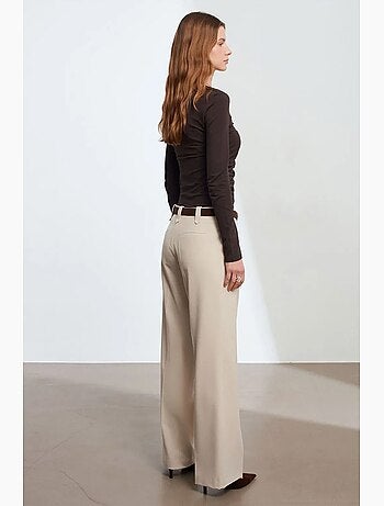 Pantalón de crepé de pernera ancha de tiro medio dilvin