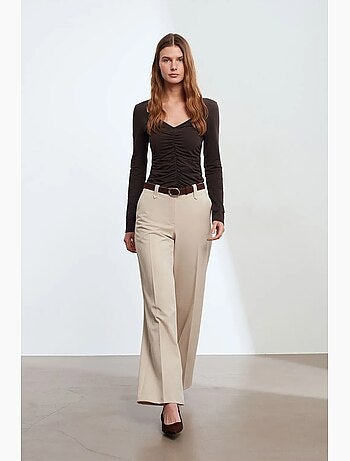 Pantalón de crepé de pernera ancha de tiro medio dilvin