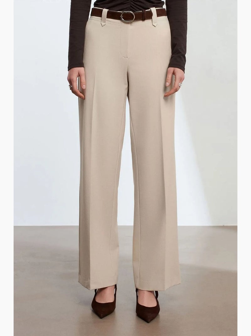 Pantalón de crepé de pernera ancha de tiro medio dilvin Arena - Kiabi