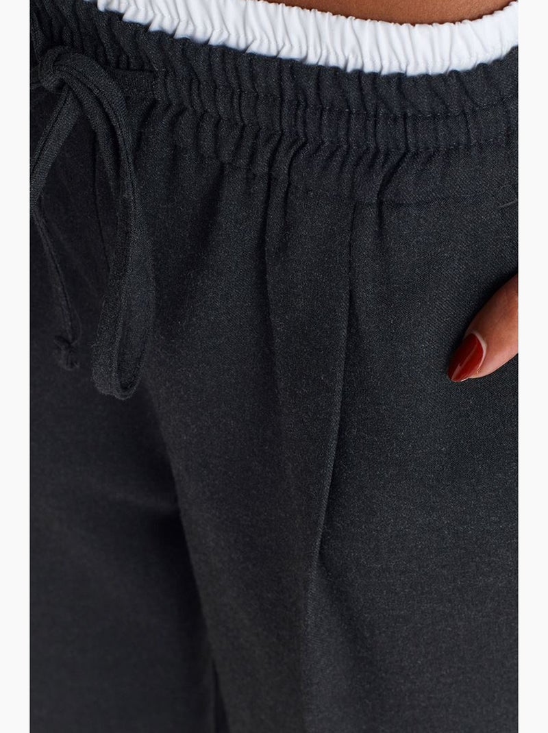 Pantalón de crepé de pernera ancha dilvin Gris negro - Kiabi