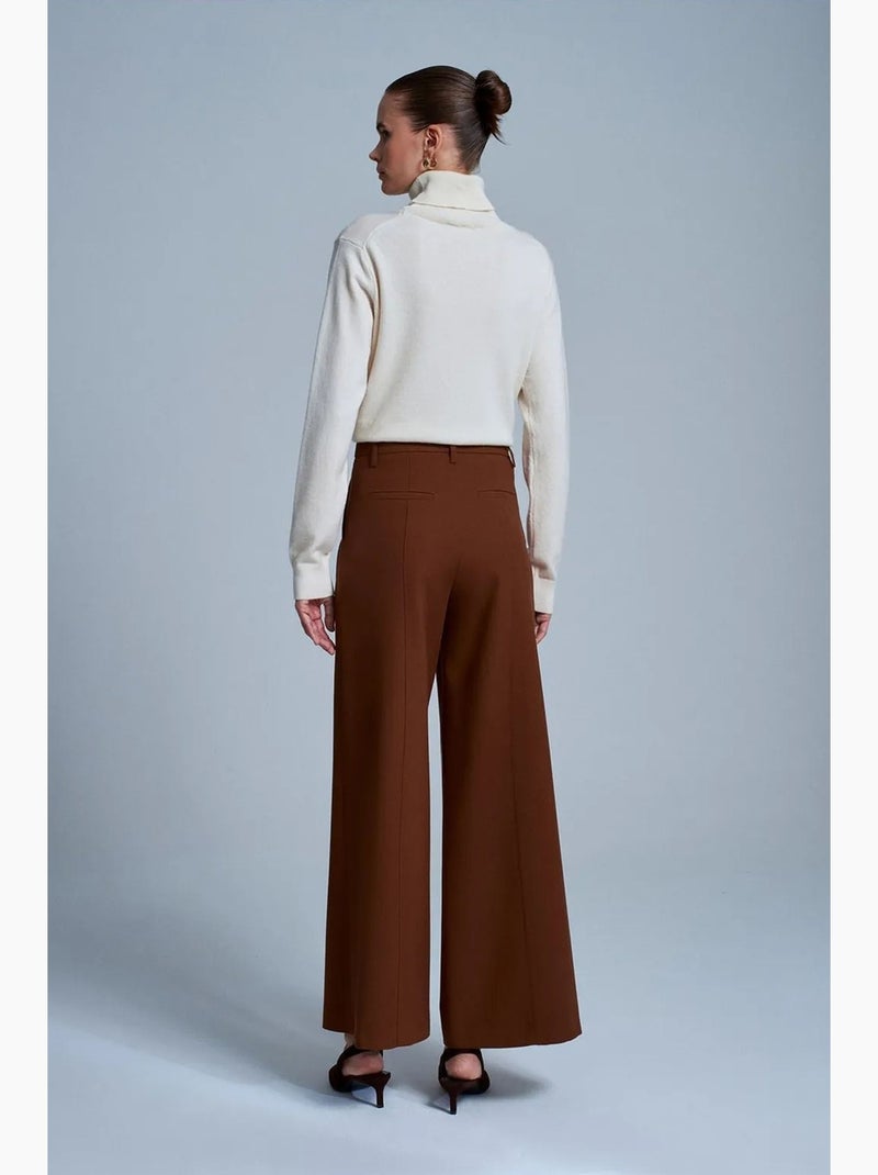Pantalón de crepé de pernera ancha dilvin Marrón - Kiabi