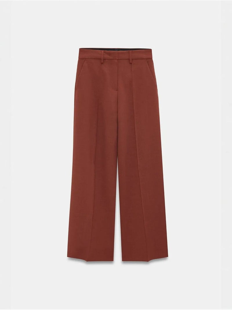 Pantalón de crepé de pernera ancha dilvin Marrón - Kiabi