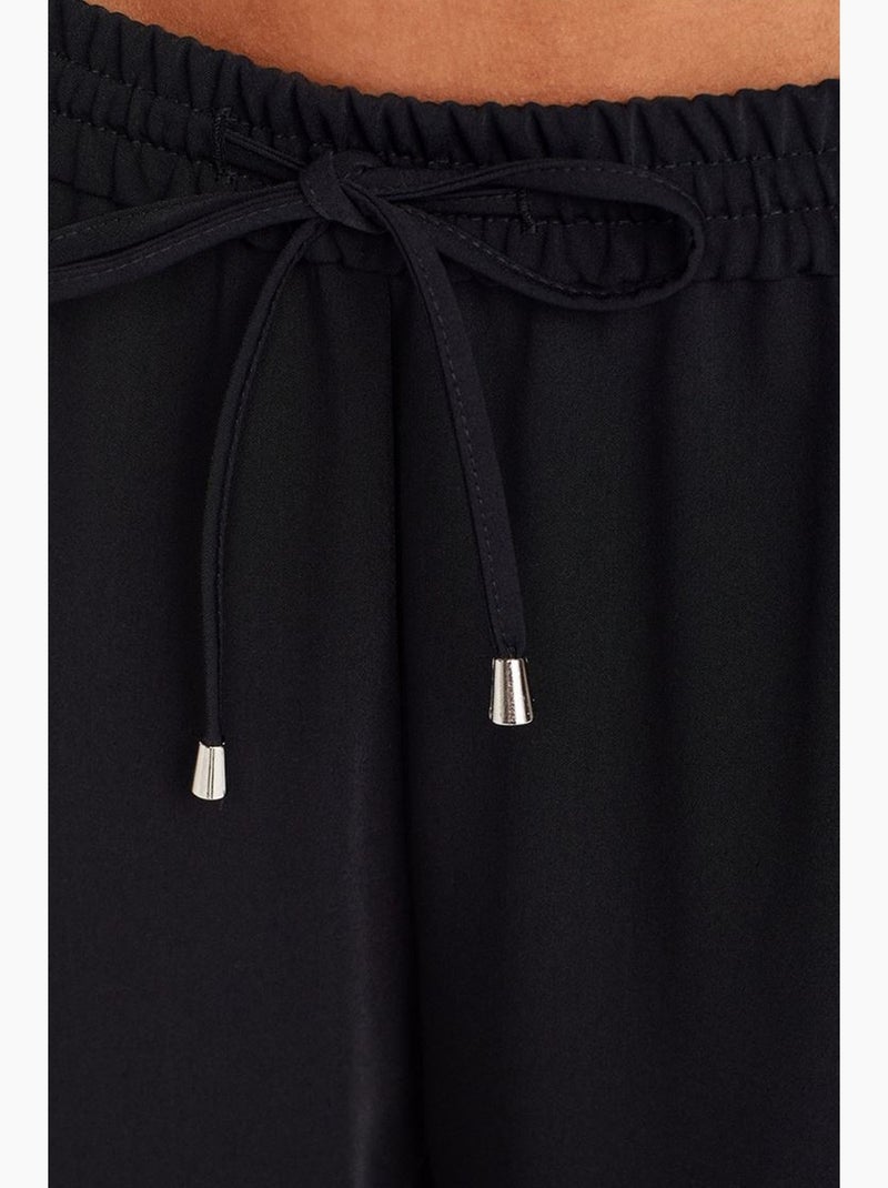 Pantalón de crepé de pernera ancha dilvin Negro - Kiabi