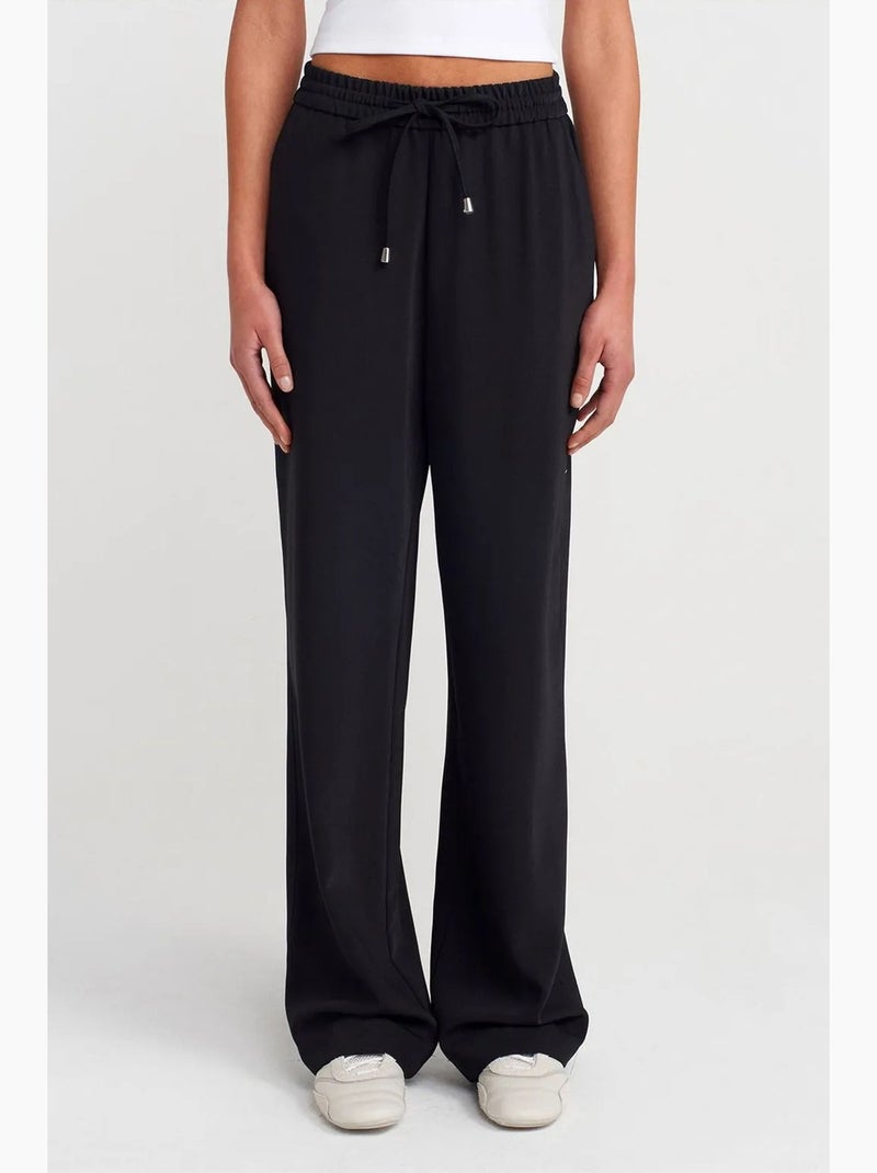 Pantalón de crepé de pernera ancha dilvin Negro - Kiabi
