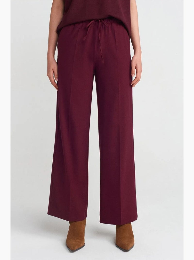Pantalón de crepé de pernera ancha dilvin Rojo burdeos - Kiabi