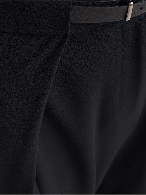 Pantalón de crepé de pernera ancha para mujer con cinturón dilvin - Kiabi