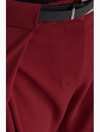 Pantalón de crepé de pernera ancha para mujer con cinturón dilvin