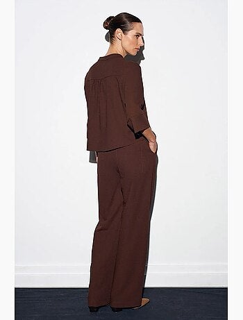 Pantalón de crepé de pernera ancha para mujer dilvin