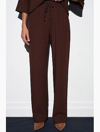 Pantalón de crepé de pernera ancha para mujer dilvin