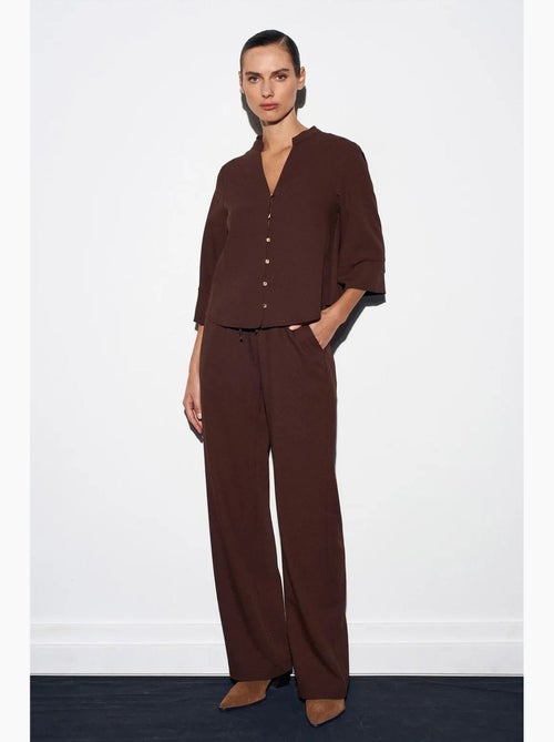 Pantalón de crepé de pernera ancha para mujer dilvin - Kiabi