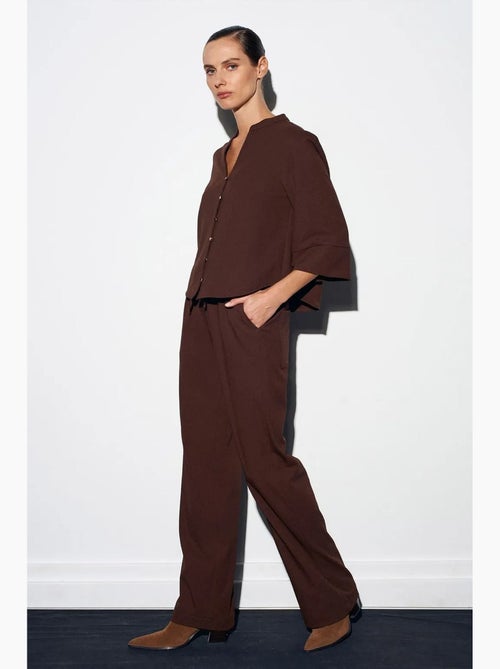 Pantalón de crepé de pernera ancha para mujer dilvin - Kiabi
