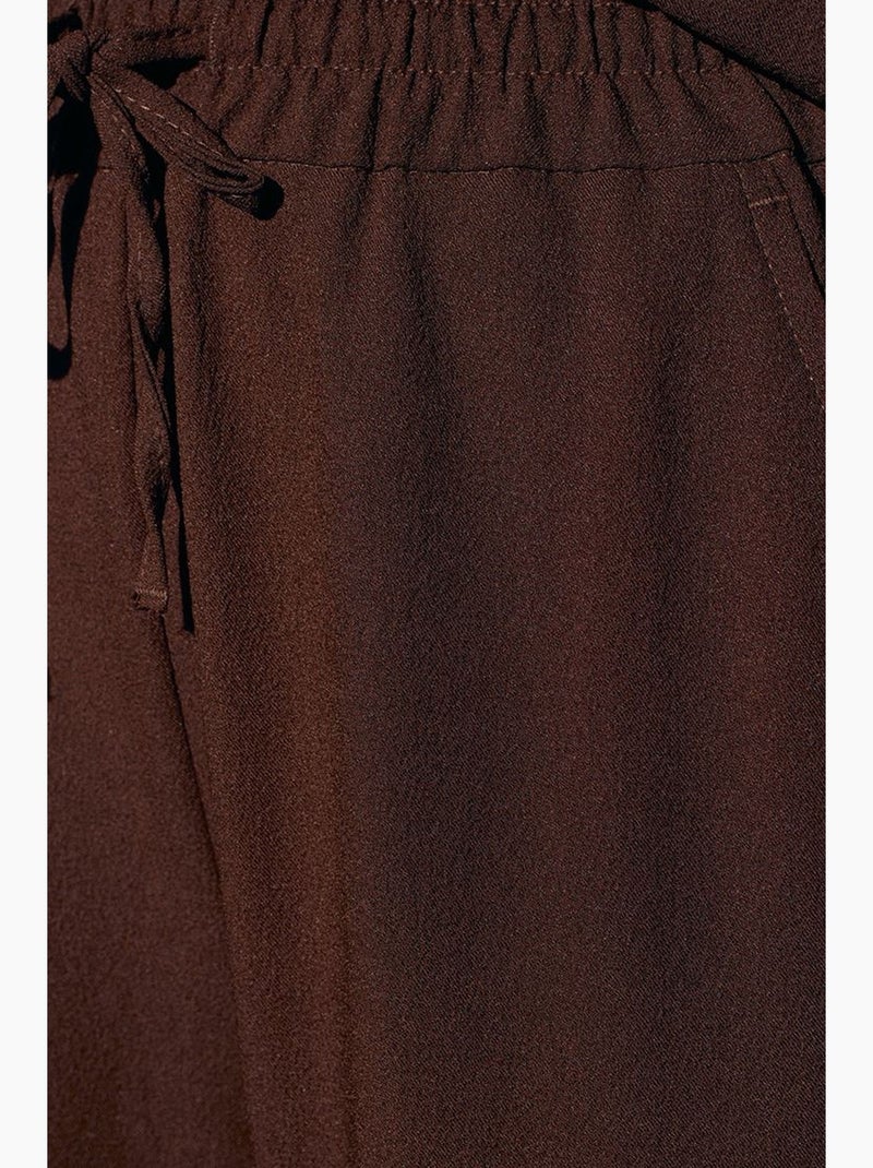 Pantalón de crepé de pernera ancha para mujer dilvin Marrón chocolate - Kiabi
