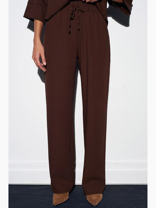 Pantalón de crepé de pernera ancha para mujer dilvin - Kiabi