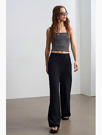 Pantalón de crepé de pernera ancha para mujer dilvin