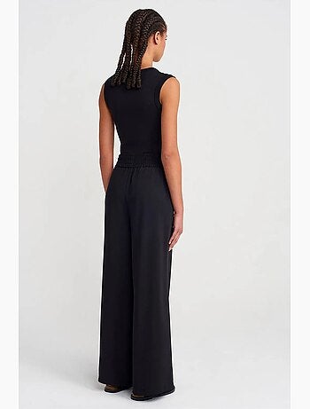 Pantalón de crepé de pernera ancha para mujer dilvin