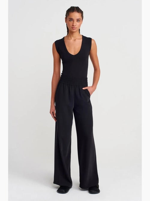 Pantalón de crepé de pernera ancha para mujer dilvin - Kiabi
