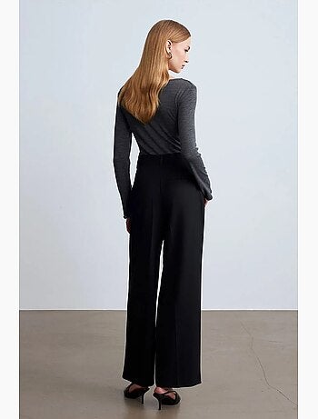Pantalón de crepé de pernera ancha para mujer dilvin
