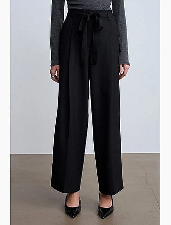 Pantalón de crepé de pernera ancha para mujer dilvin