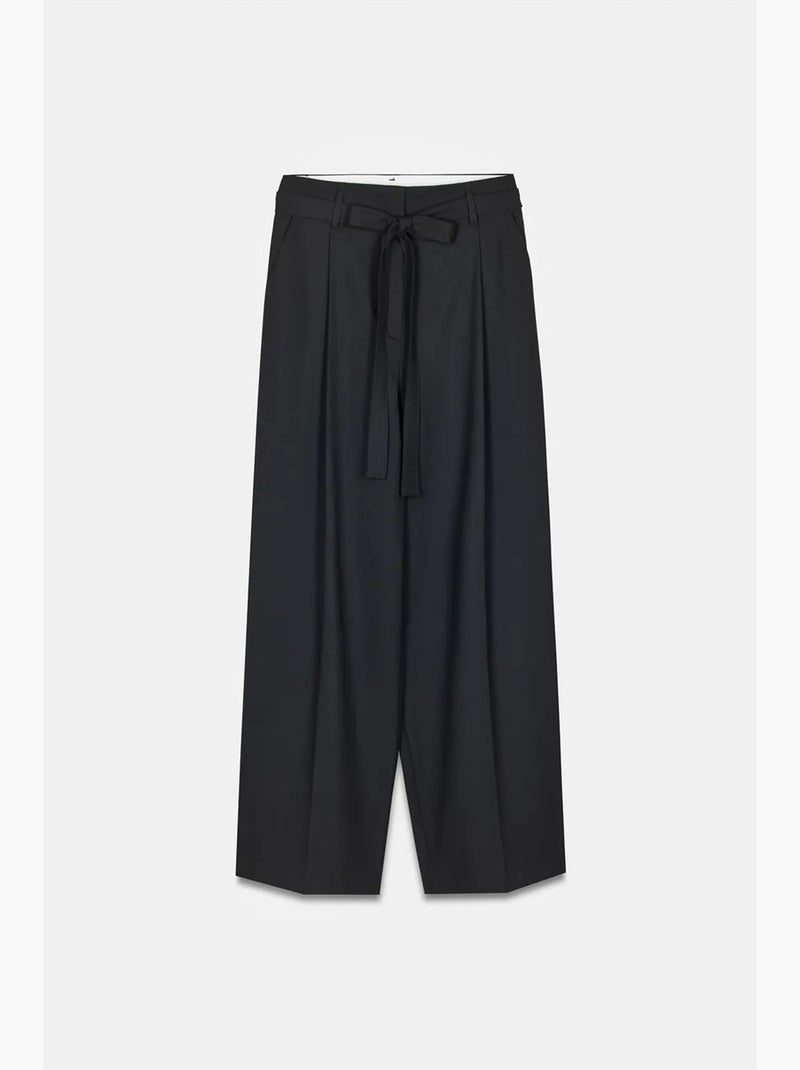 Pantalón de crepé de pernera ancha para mujer dilvin Negro - Kiabi