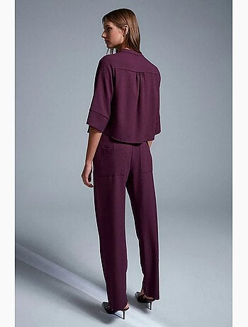 Pantalón de crepé de pernera ancha para mujer dilvin
