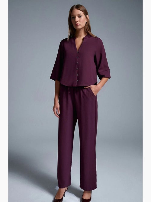 Pantalón de crepé de pernera ancha para mujer dilvin - Kiabi