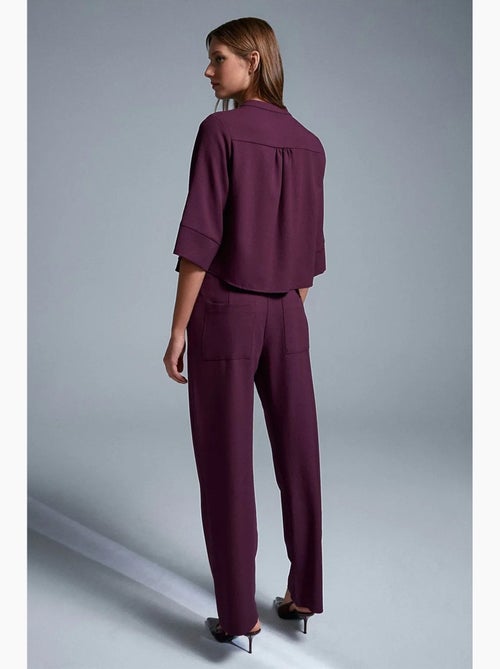 Pantalón de crepé de pernera ancha para mujer dilvin - Kiabi