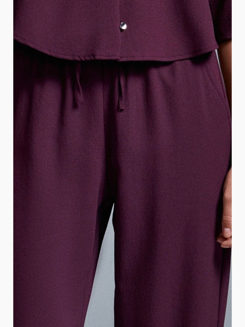 Pantalón de crepé de pernera ancha para mujer dilvin Rojo burdeos - Kiabi