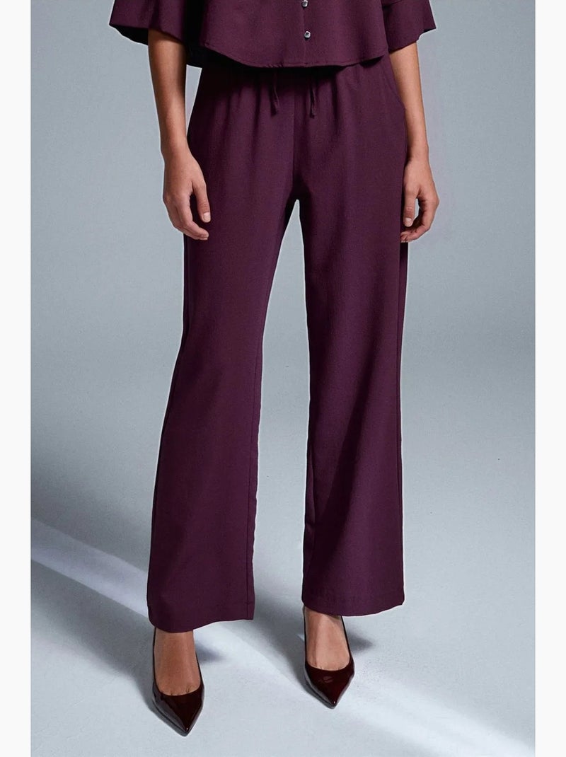 Pantalón de crepé de pernera ancha para mujer dilvin Rojo burdeos - Kiabi