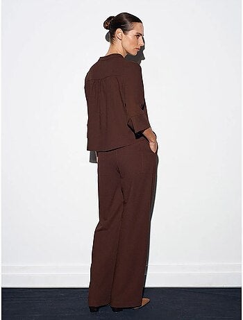 Pantalón de crepé de pernera ancha para mujer