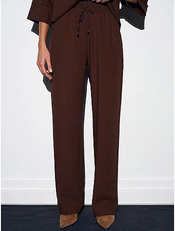 Pantalón de crepé de pernera ancha para mujer