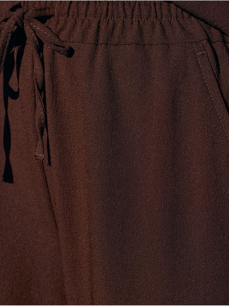 Pantalón de crepé de pernera ancha para mujer Marrón chocolate - Kiabi