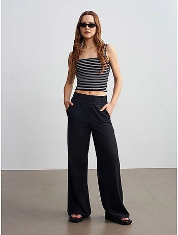 Pantalón de crepé de pernera ancha para mujer
