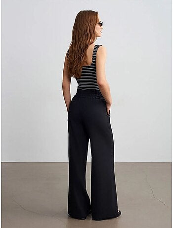 Pantalón de crepé de pernera ancha para mujer