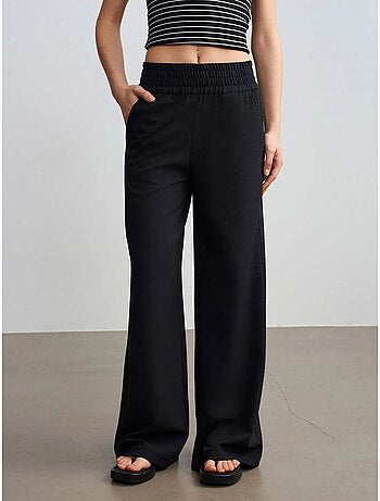 Pantalón de crepé de pernera ancha para mujer