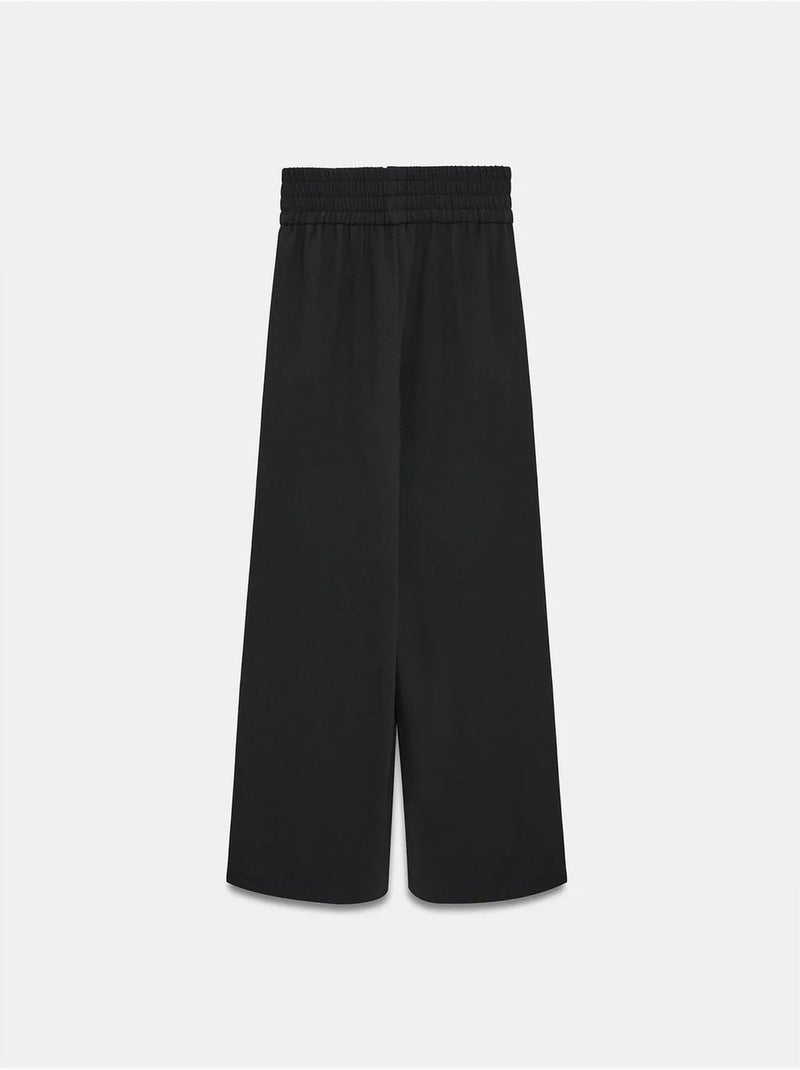 Pantalón de crepé de pernera ancha para mujer Negro - Kiabi