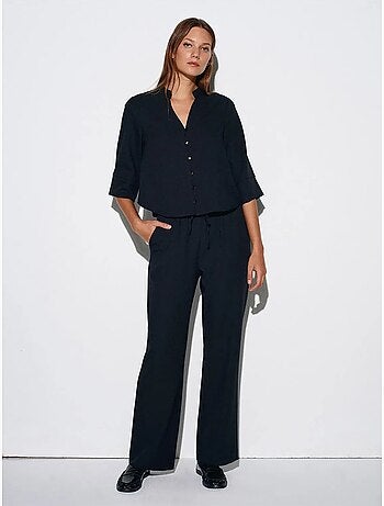 Pantalón de crepé de pernera ancha para mujer