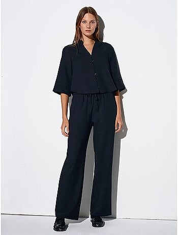 Pantalón de crepé de pernera ancha para mujer