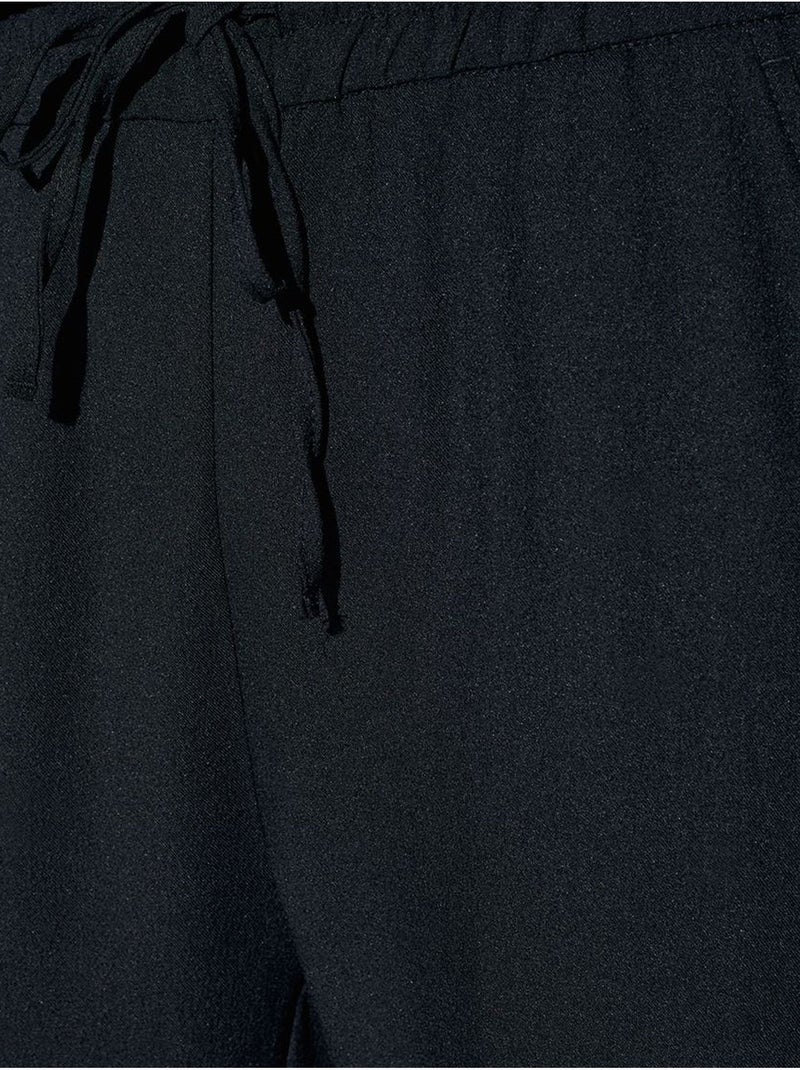 Pantalón de crepé de pernera ancha para mujer Negro - Kiabi