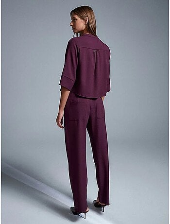 Pantalón de crepé de pernera ancha para mujer