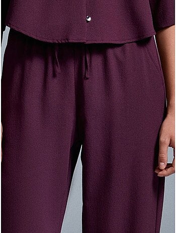 Pantalón de crepé de pernera ancha para mujer