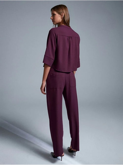 Pantalón de crepé de pernera ancha para mujer - Kiabi Pantalón de crepé de pernera ancha para mujer - Kiabi