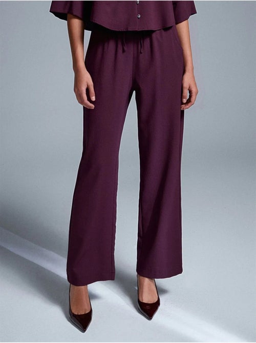 Pantalón de crepé de pernera ancha para mujer - Kiabi Pantalón de crepé de pernera ancha para mujer - Kiabi