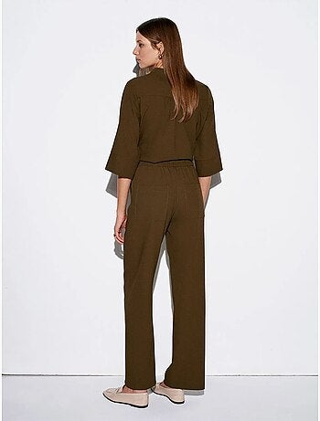 Pantalón de crepé de pernera ancha para mujer
